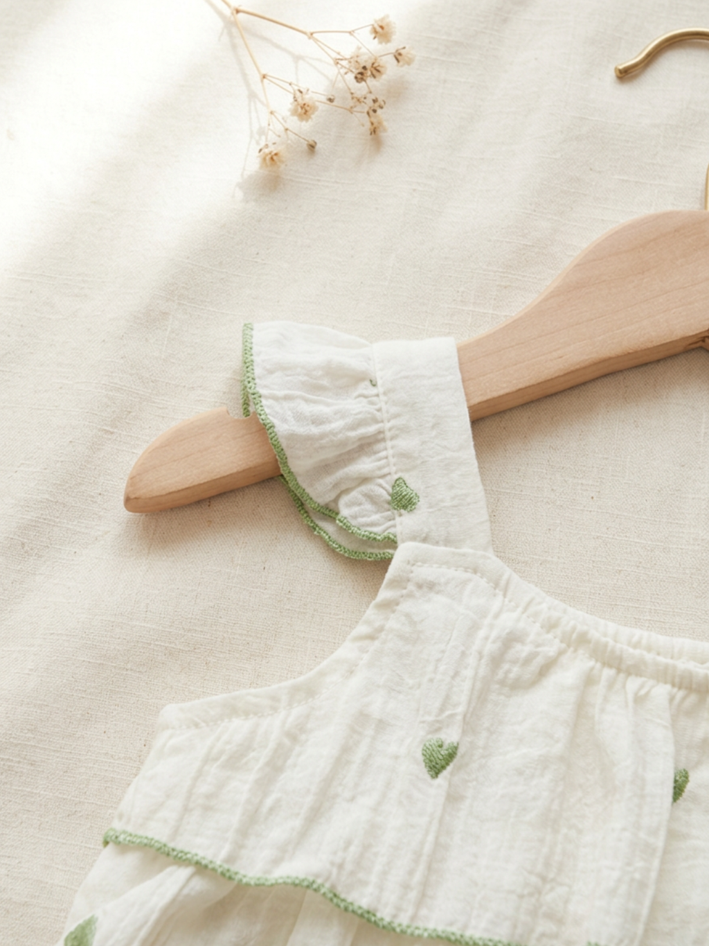 Cream Floral Embroidered Tiered Frill Dress