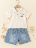 Polo Shirt & Denim Shorts Set