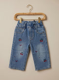 Cherry Embroidered Denim Jeans