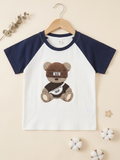 Bear Buddy Raglan Toddler T-Shirt – White & Navy Blue