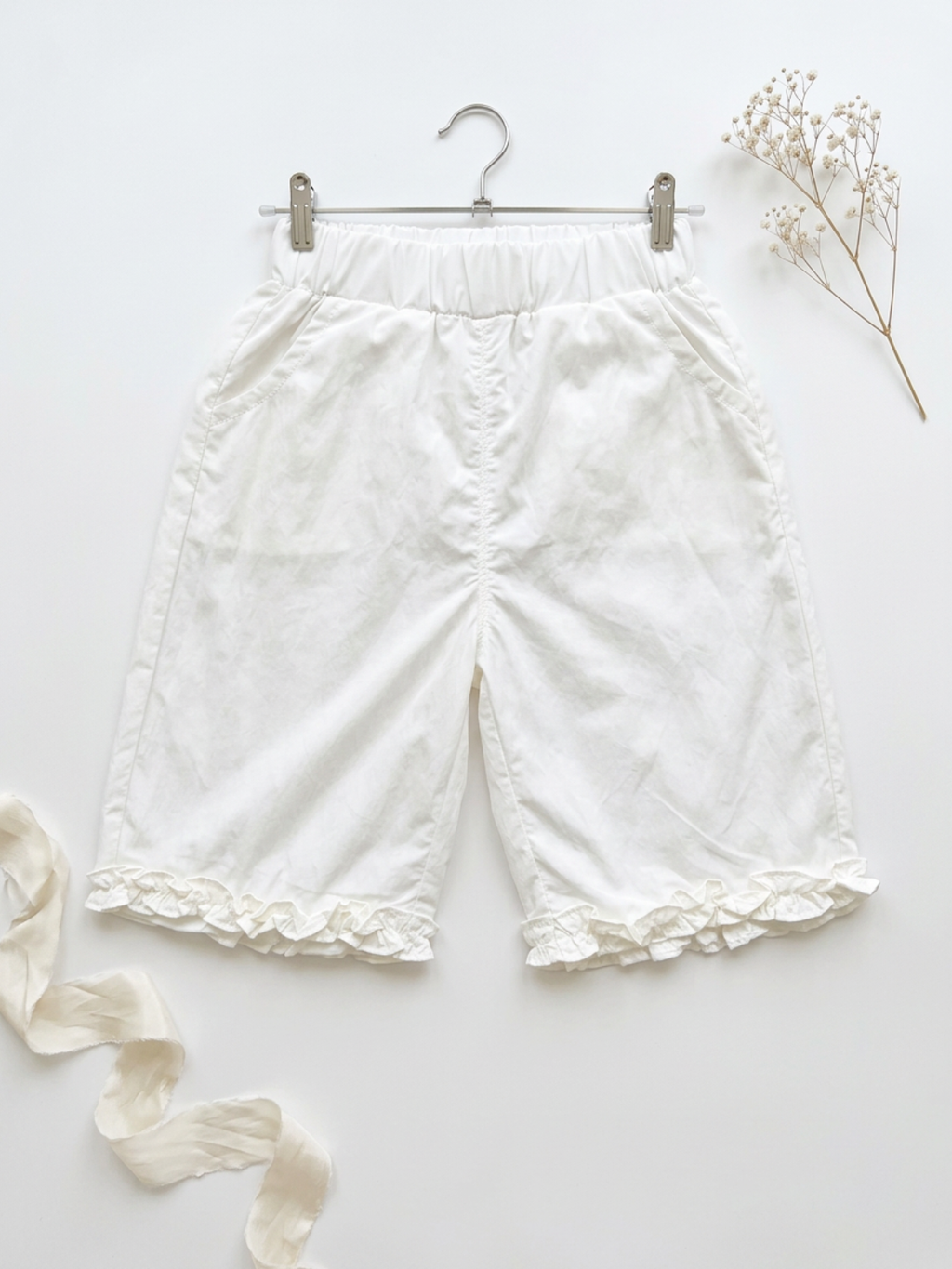 Peter Pan Collar Top & Ruffle Shorts Set