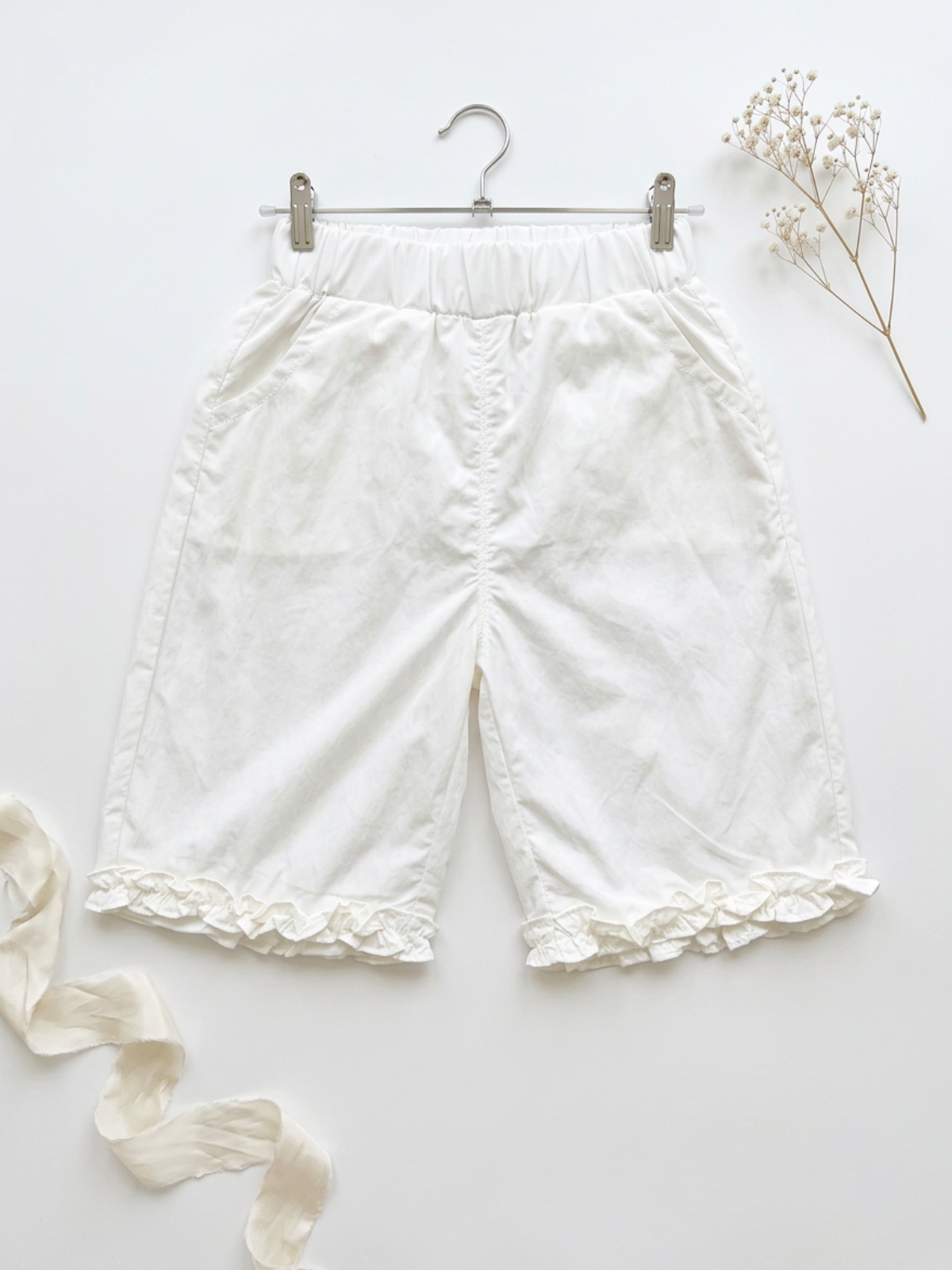 Peter Pan Collar Top & Ruffle Shorts Set