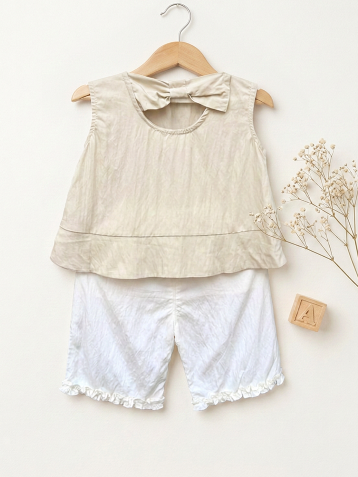 Peter Pan Collar Top & Ruffle Shorts Set