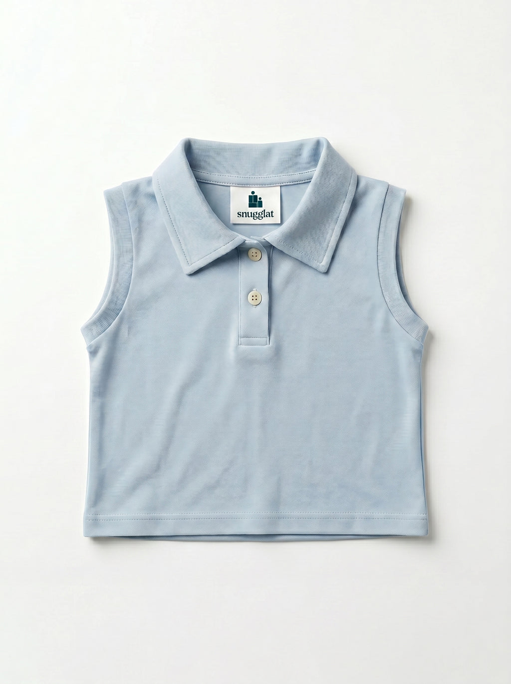 Girls' Baby Blue Polo Top & Grey Plaid Skirt Set
